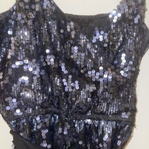 Black/blue hue sequin spaghetti strap dress